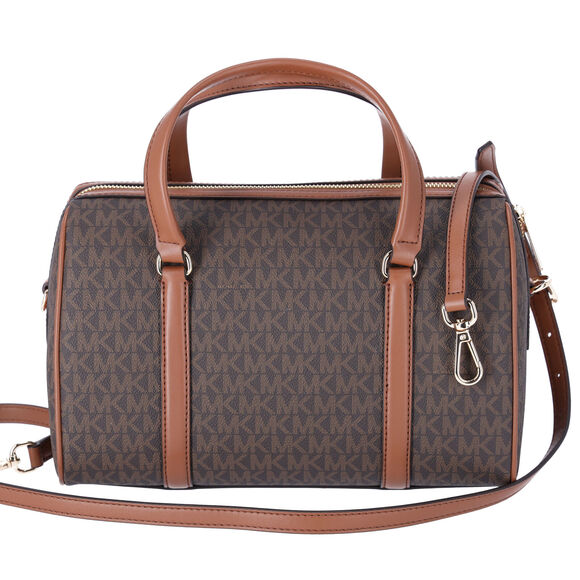 Michael Kors Jet Set Travel Medium Duffle Bag Satchel Brown MK Signature - Picture 2 of 5